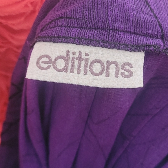 EDITIONS VINTAGE  PURPLE FLORAL PRINT PLEATED MIDI SKIRT - Picture 4 of 4